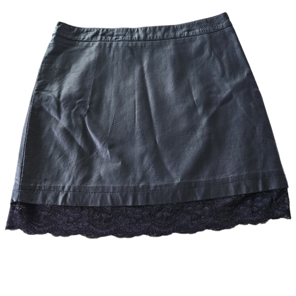 Forever 21 Faux Leather Mini Skirt with peek a boo lace trim - Picture 3 of 6
